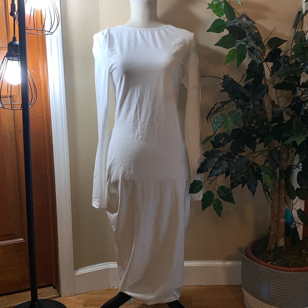 All white midi dress